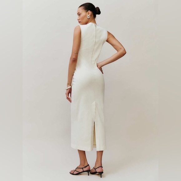 Reformation Kendi Denim Midi Dress in Fior Di Latte - Picture 3 of 11